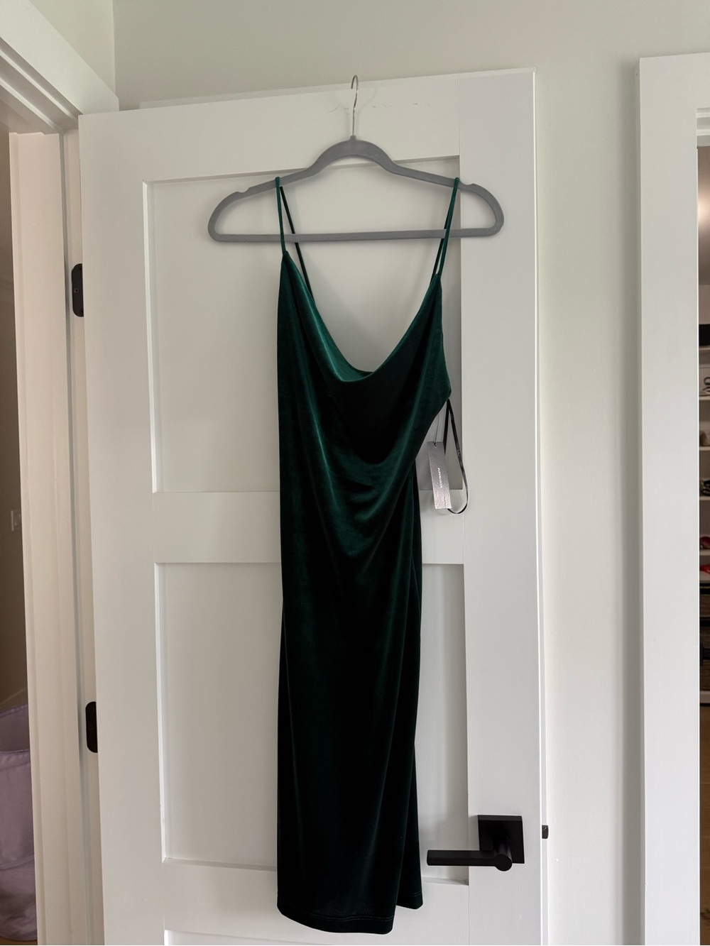 Lulu's Dark Emerald Green Velvet Cowl Midi Dress